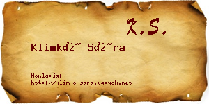 Klimkó Sára névjegykártya
