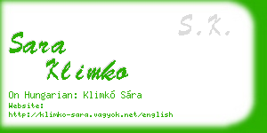 sara klimko business card