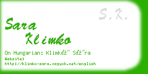 sara klimko business card